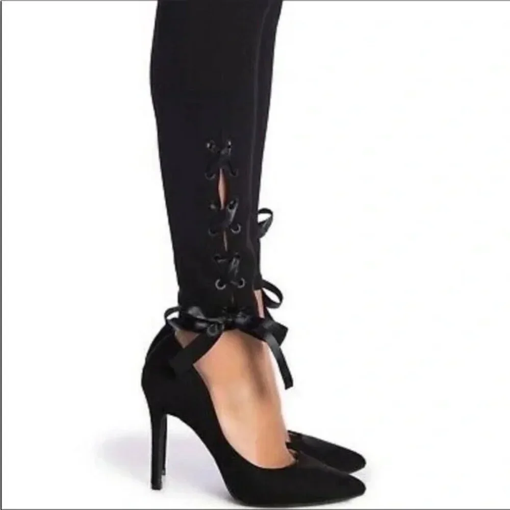 Joe's Jeans Lace Up Skinny Ankle Black Pant 29